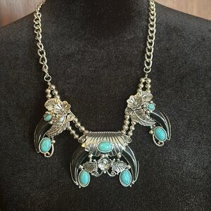 Chunky Funky Onyx Turquoise Western Statement Necklace